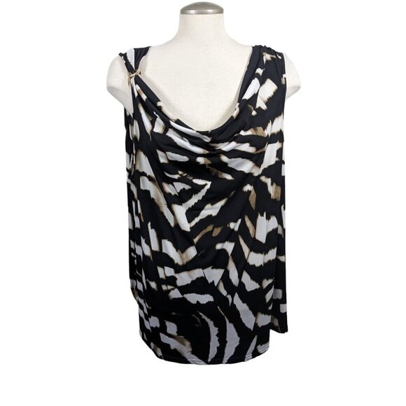 Womens Tunic Top Plus Size 4X Sleeveless Draped Front Tiger Print Stretch - Picture 1 of 6